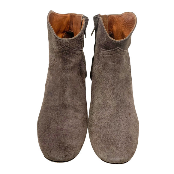 Isabel Marant Sz FR 38 US 8 Dicker Taupe Suede Western Ankle Booties Boots - Picture 5 of 13